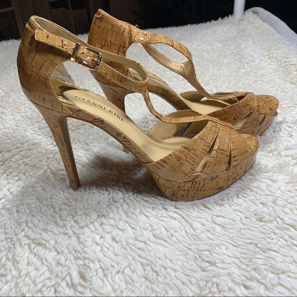 Gianni Bini Cork T-Strap Platform Heels, 8.5